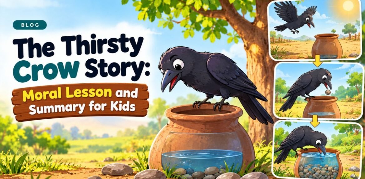 The Thirsty Crow Story — Moral Lesson and Summary for Kids